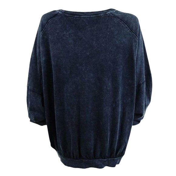 Free People Drop Shoulder Long Sleeve T-Shirt Navy Size Small - Picture 4 of 4